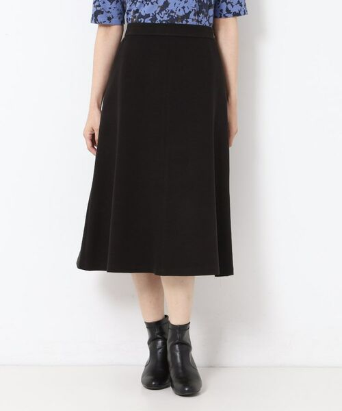 CORDIER / コルディア スカート | 【M~4Lサイズ/セットアップ可】ファンタスジャージツイード調セミフレアスカート(ブラック(019))