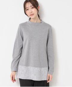 CORDIER / コルディア チュニック | 【M～3Lサイズ】モアールジャージ×ツイード ドッキングチュニック