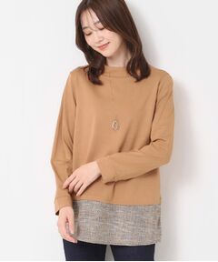 CORDIER / コルディア チュニック | 【M～3Lサイズ】モアールジャージ×ツイード ドッキングチュニック