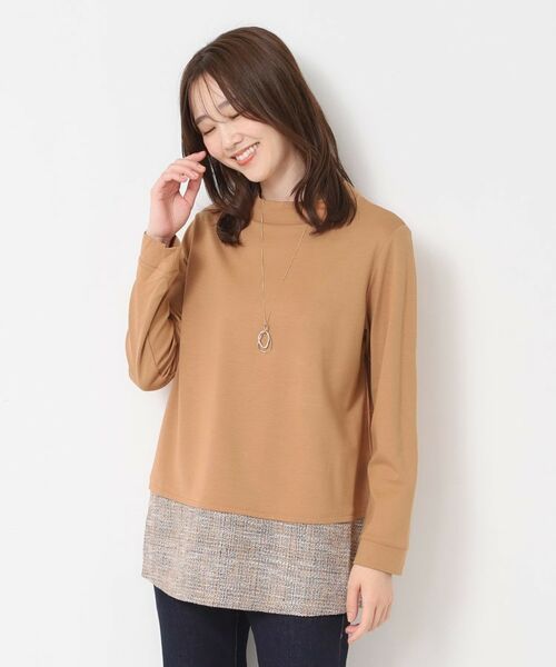 CORDIER / コルディア チュニック | 【M～3Lサイズ】モアールジャージ×ツイード ドッキングチュニック | 詳細11