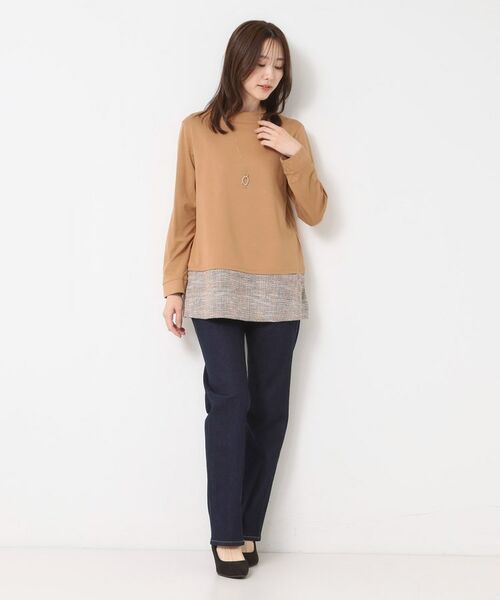 CORDIER / コルディア チュニック | 【M～3Lサイズ】モアールジャージ×ツイード ドッキングチュニック | 詳細13