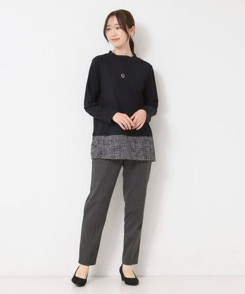 CORDIER / コルディア チュニック | 【M～3Lサイズ】モアールジャージ×ツイード ドッキングチュニック | 詳細16