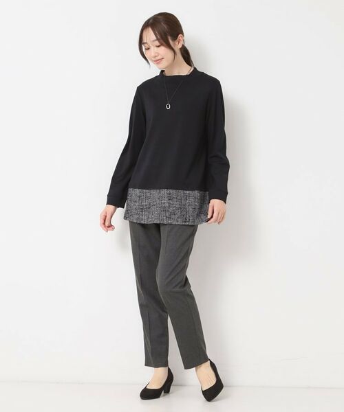 CORDIER / コルディア チュニック | 【M～3Lサイズ】モアールジャージ×ツイード ドッキングチュニック | 詳細17