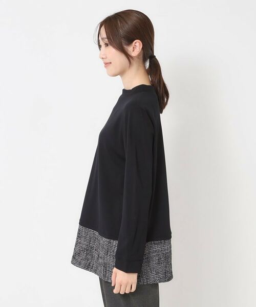 CORDIER / コルディア チュニック | 【M～3Lサイズ】モアールジャージ×ツイード ドッキングチュニック | 詳細2