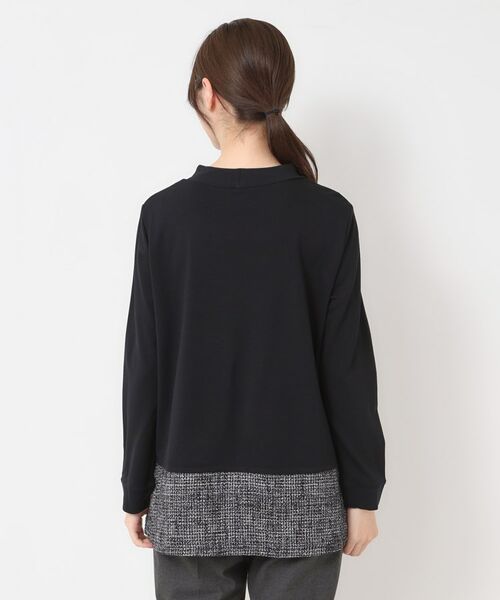 CORDIER / コルディア チュニック | 【M～3Lサイズ】モアールジャージ×ツイード ドッキングチュニック | 詳細3