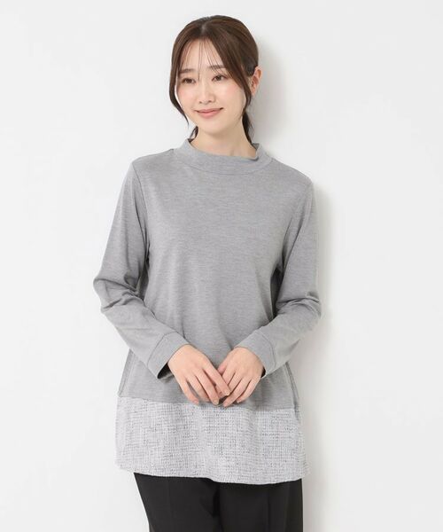 CORDIER / コルディア チュニック | 【M～3Lサイズ】モアールジャージ×ツイード ドッキングチュニック | 詳細7