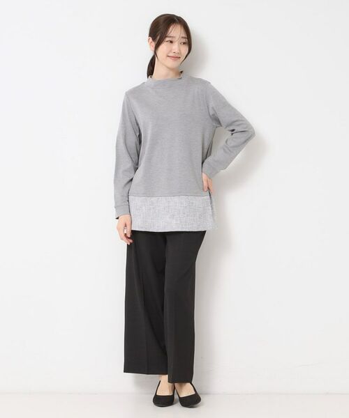 CORDIER / コルディア チュニック | 【M～3Lサイズ】モアールジャージ×ツイード ドッキングチュニック | 詳細8