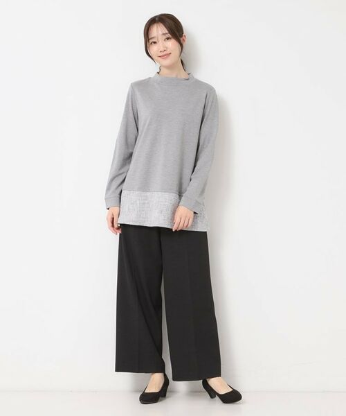 CORDIER / コルディア チュニック | 【M～3Lサイズ】モアールジャージ×ツイード ドッキングチュニック | 詳細9