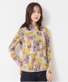 CORDIER / コルディア カットソー | 【M～3Lサイズ】アーティカルプリントジャージプルオーバー