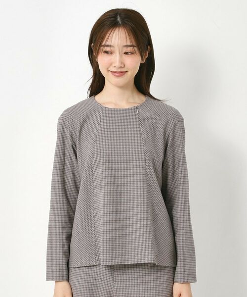 CORDIER / コルディア カットソー | 【M～3Lサイズ／セットアップ／ストレッチ】ツイード調プルオーバー | 詳細1