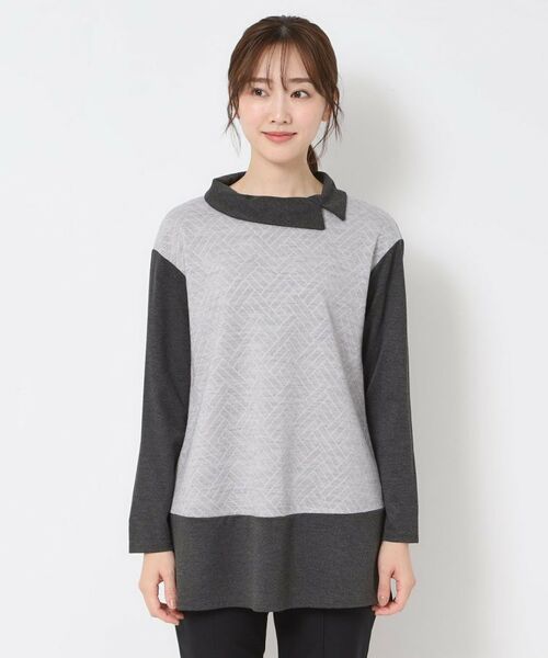 CORDIER / コルディア チュニック | 【M~4Lサイズ/洗える】キルトジャカードジャージチュニック | 詳細1