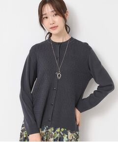 CORDIER / コルディア カーディガン・ボレロ | 【M～3Lサイズ／アンサンブル】スーパーマイフィル60 編柄丸首カーディガン