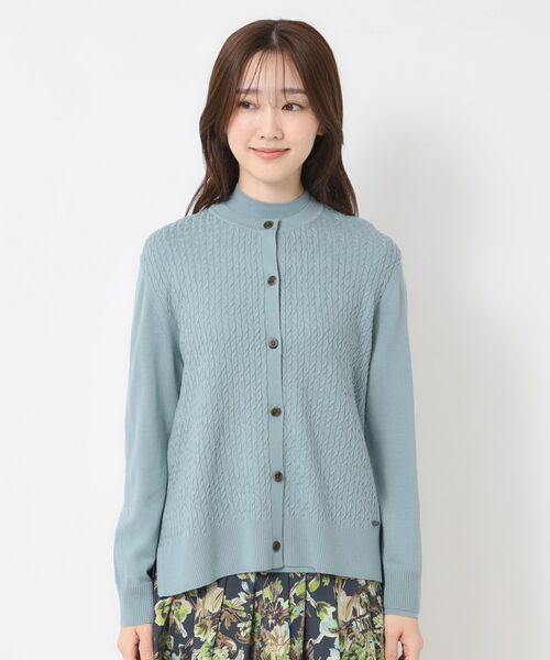 CORDIER / コルディア カーディガン・ボレロ | 【M～3Lサイズ／アンサンブル】スーパーマイフィル60 編柄丸首カーディガン | 詳細1