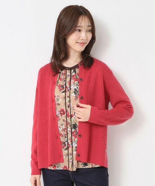 CORDIER / コルディア カーディガン・ボレロ | 【M～3Lサイズ／アンサンブル】スーパーマイフィル60 編柄丸首カーディガン | 詳細16