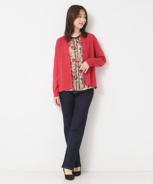 CORDIER / コルディア カーディガン・ボレロ | 【M～3Lサイズ／アンサンブル】スーパーマイフィル60 編柄丸首カーディガン | 詳細17