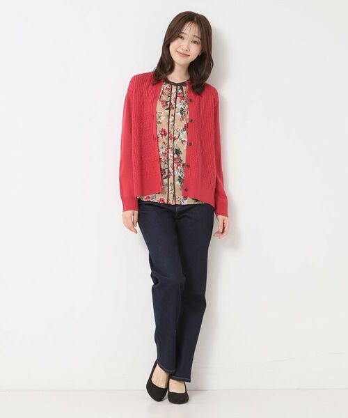 CORDIER / コルディア カーディガン・ボレロ | 【M～3Lサイズ／アンサンブル】スーパーマイフィル60 編柄丸首カーディガン | 詳細18