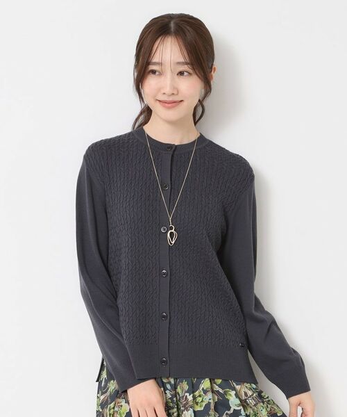 CORDIER / コルディア カーディガン・ボレロ | 【M～3Lサイズ／アンサンブル】スーパーマイフィル60 編柄丸首カーディガン | 詳細8