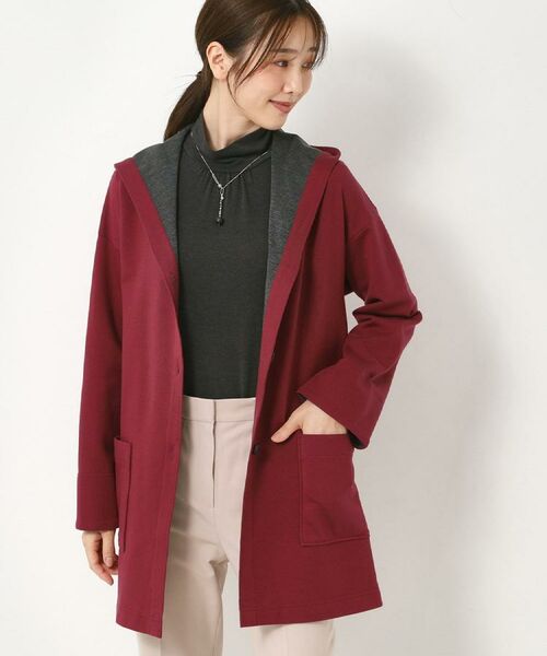 CORDIER/コルディア 【M~4Lサイズ】ソニアソフトジャージフーディコーディガン ボルドー(064) 46(3L) CORDIER/コルディア 【M~4Lサイズ】ソニアソフトジャージフーディコーディガン ボルドー(064) 46(3L)