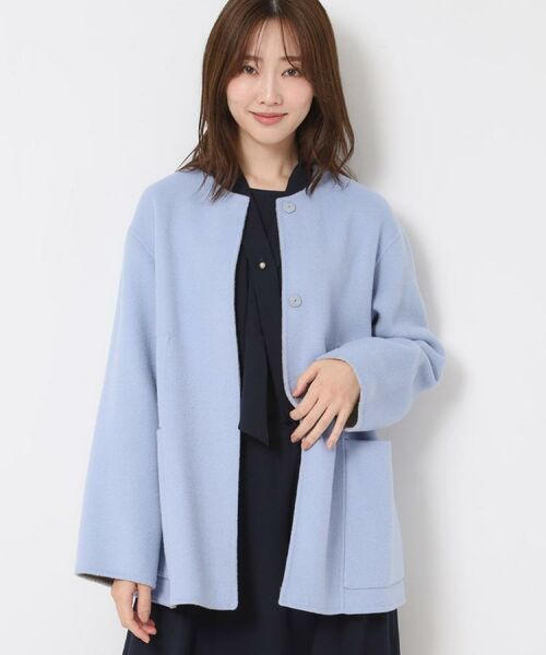 CORDIER / コルディア その他アウター | 【M~4Lサイズ/リバーシブル】ジーロンラムリバーコート(ブルー(092))