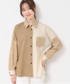 CORDIER / コルディア シャツ・ブラウス | 【M～3Lサイズ】ブレンドストライプ オーバーシャツ