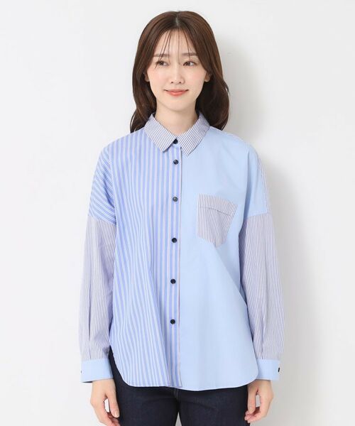 CORDIER / コルディア シャツ・ブラウス | 【M～3Lサイズ】ブレンドストライプ オーバーシャツ | 詳細1