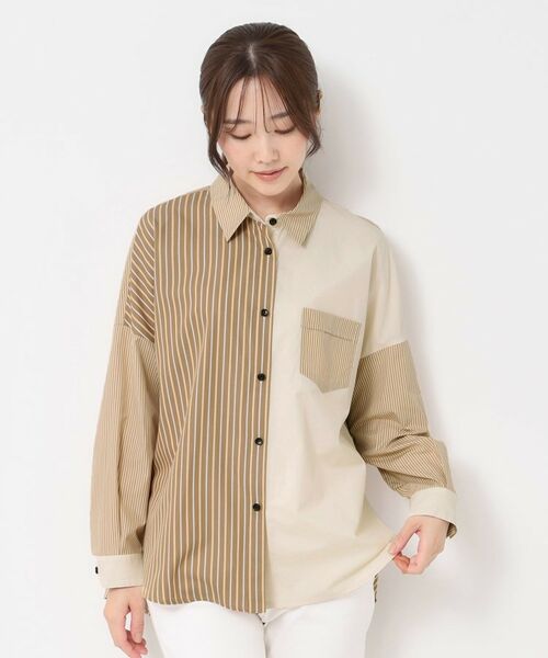 CORDIER / コルディア シャツ・ブラウス | 【M～3Lサイズ】ブレンドストライプ オーバーシャツ | 詳細17