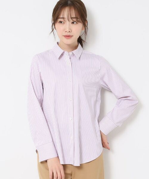 CORDIER / コルディア シャツ・ブラウス | 【M~4Lサイズ】ストレッチブロード美シルエットシャツ(ピンク(372))