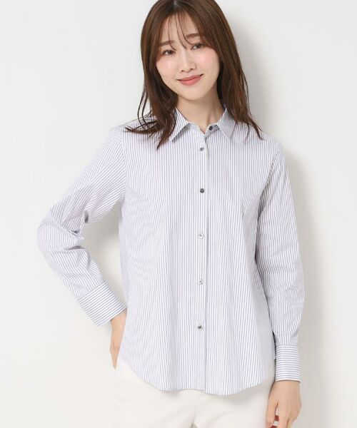 CORDIER / コルディア シャツ・ブラウス | 【M~4Lサイズ】ストレッチブロード美シルエットシャツ(ブラック(319))