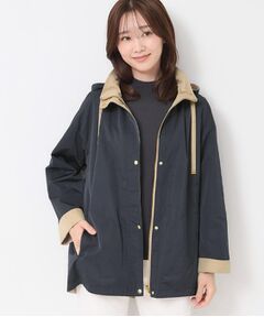 CORDIER / コルディア レザーブルゾン・ジャケット | 【リバーシブル／フード取り外し可／M～3Lサイズ】タフタ＆ジャカードバイカラーコート