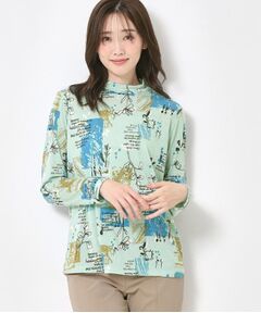 CORDIER / コルディア カットソー | 【M～4Lサイズ】ウォームアートプリントハイネックプルオーバージャージ