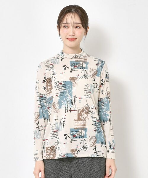 CORDIER / コルディア カットソー | 【M～4Lサイズ】ウォームアートプリントハイネックプルオーバージャージ | 詳細1