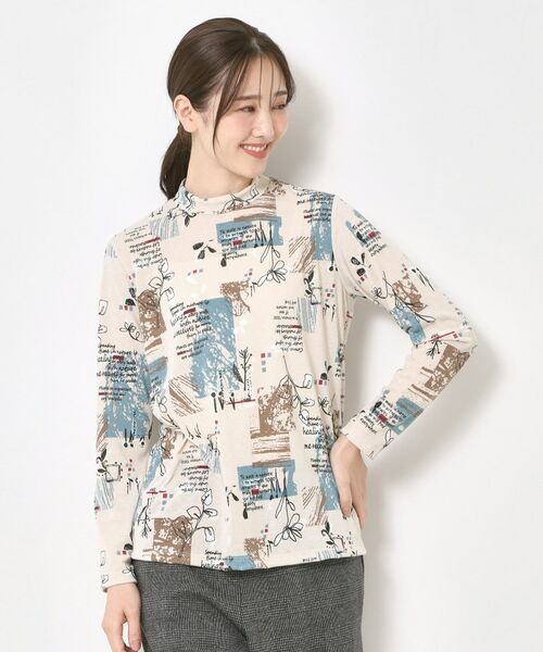 CORDIER / コルディア カットソー | 【M～4Lサイズ】ウォームアートプリントハイネックプルオーバージャージ | 詳細15