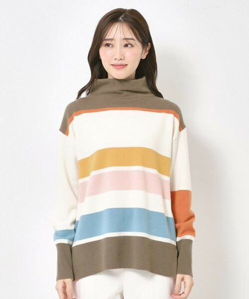 CORDIER / コルディア ニット・セーター | 【M～4Lサイズ】スーパーメリノマルチボーダープルオーバーニット | 詳細1