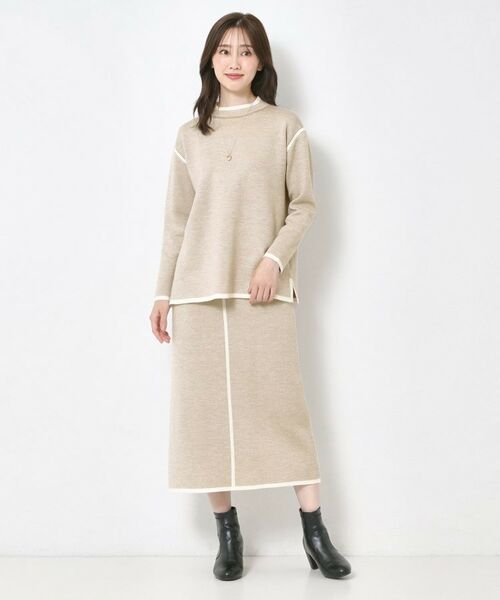 CORDIER / コルディア ニット・セーター | 【セットアップ】ウールブレンド配色ラインプルオーバーニット | 詳細12