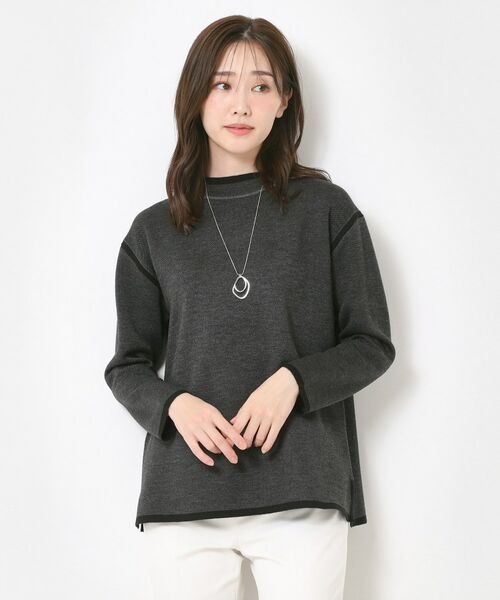 CORDIER / コルディア ニット・セーター | 【セットアップ】ウールブレンド配色ラインプルオーバーニット | 詳細7