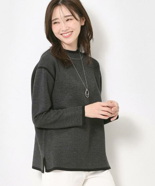 CORDIER / コルディア ニット・セーター | 【セットアップ】ウールブレンド配色ラインプルオーバーニット(スミクロ(018))