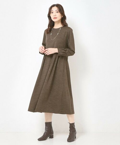 CORDIER / コルディア ミニ丈・ひざ丈ワンピース | 【M～3Lサイズ／洗える】クリアウール混ジャージワンピース | 詳細13
