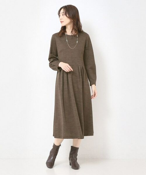 CORDIER / コルディア ミニ丈・ひざ丈ワンピース | 【M～3Lサイズ／洗える】クリアウール混ジャージワンピース | 詳細14
