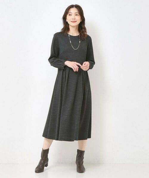 CORDIER / コルディア ミニ丈・ひざ丈ワンピース | 【M～3Lサイズ／洗える】クリアウール混ジャージワンピース | 詳細9