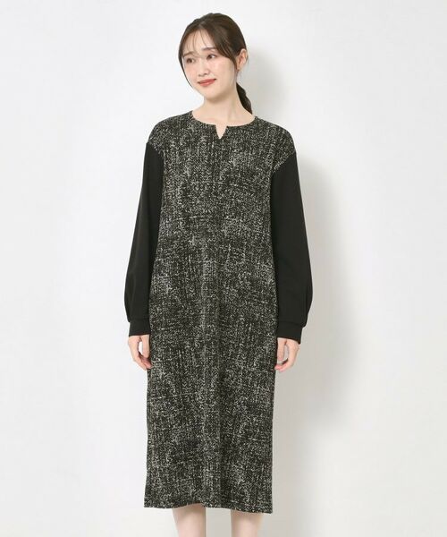 CORDIER / コルディア ミニ丈・ひざ丈ワンピース | 【M～4Lサイズ／洗える】セナプリントジャージワンピース | 詳細1