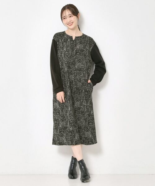 CORDIER / コルディア ミニ丈・ひざ丈ワンピース | 【M～4Lサイズ／洗える】セナプリントジャージワンピース | 詳細10