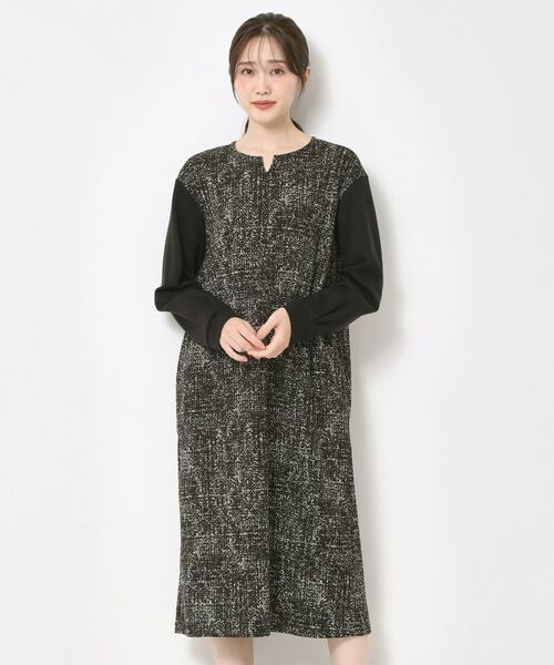 CORDIER / コルディア ミニ丈・ひざ丈ワンピース | 【M～4Lサイズ／洗える】セナプリントジャージワンピース | 詳細8