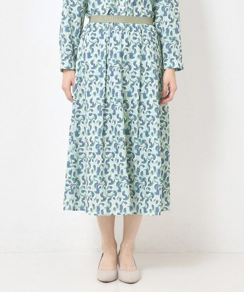 CORDIER / コルディア ロング・マキシ丈スカート | 【M～3Lサイズ／セットアップ／洗える】エスポワール幾何プリントスカート | 詳細1