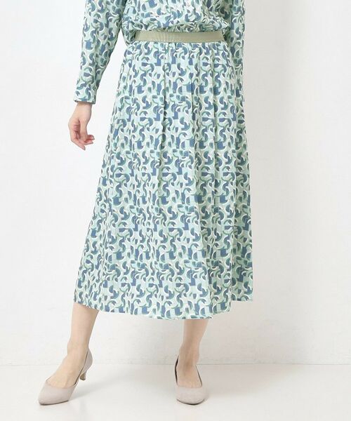 CORDIER / コルディア ロング・マキシ丈スカート | 【M～3Lサイズ／セットアップ／洗える】エスポワール幾何プリントスカート | 詳細12