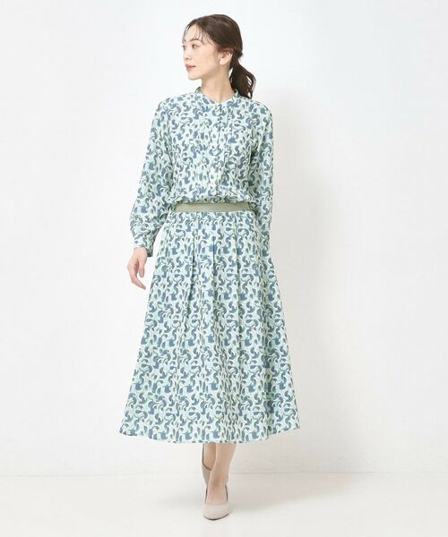 CORDIER / コルディア ロング・マキシ丈スカート | 【M～3Lサイズ／セットアップ／洗える】エスポワール幾何プリントスカート | 詳細14