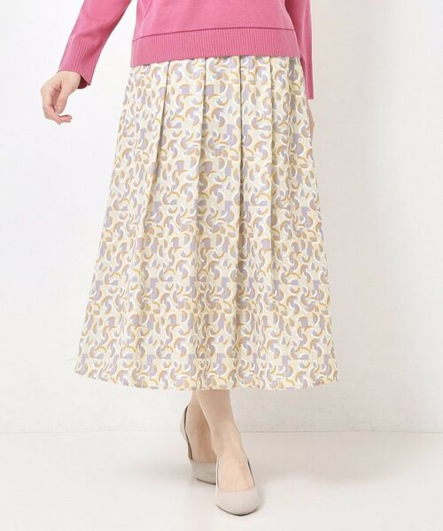 CORDIER / コルディア ロング・マキシ丈スカート | 【M～3Lサイズ／セットアップ／洗える】エスポワール幾何プリントスカート | 詳細7