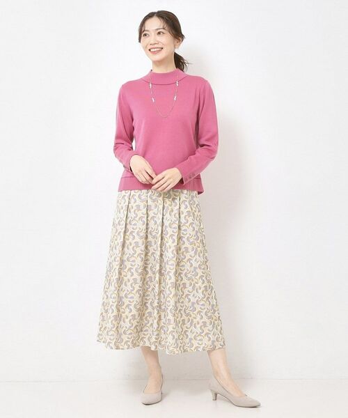 CORDIER / コルディア ロング・マキシ丈スカート | 【M～3Lサイズ／セットアップ／洗える】エスポワール幾何プリントスカート | 詳細9