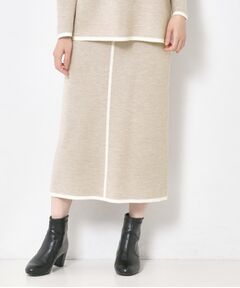 CORDIER / コルディア ロング・マキシ丈スカート | 【セットアップ】ウールブレンド配色ラインニットスカート