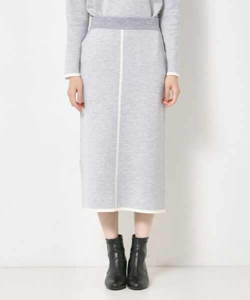 CORDIER / コルディア ロング・マキシ丈スカート | 【セットアップ】ウールブレンド配色ラインニットスカート | 詳細1