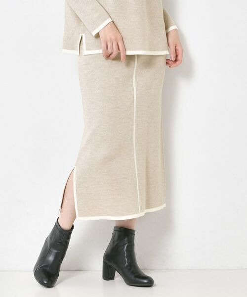 CORDIER / コルディア ロング・マキシ丈スカート | 【セットアップ】ウールブレンド配色ラインニットスカート | 詳細10
